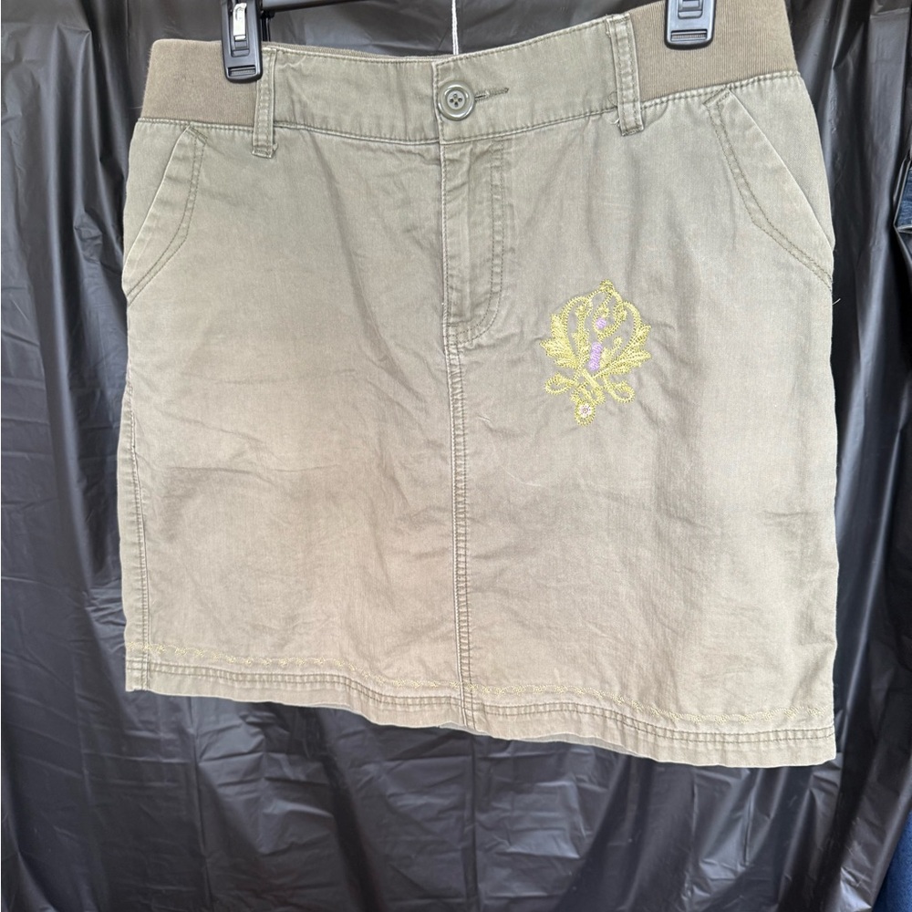 Stylish Olive Green Embroidered Women's Skort